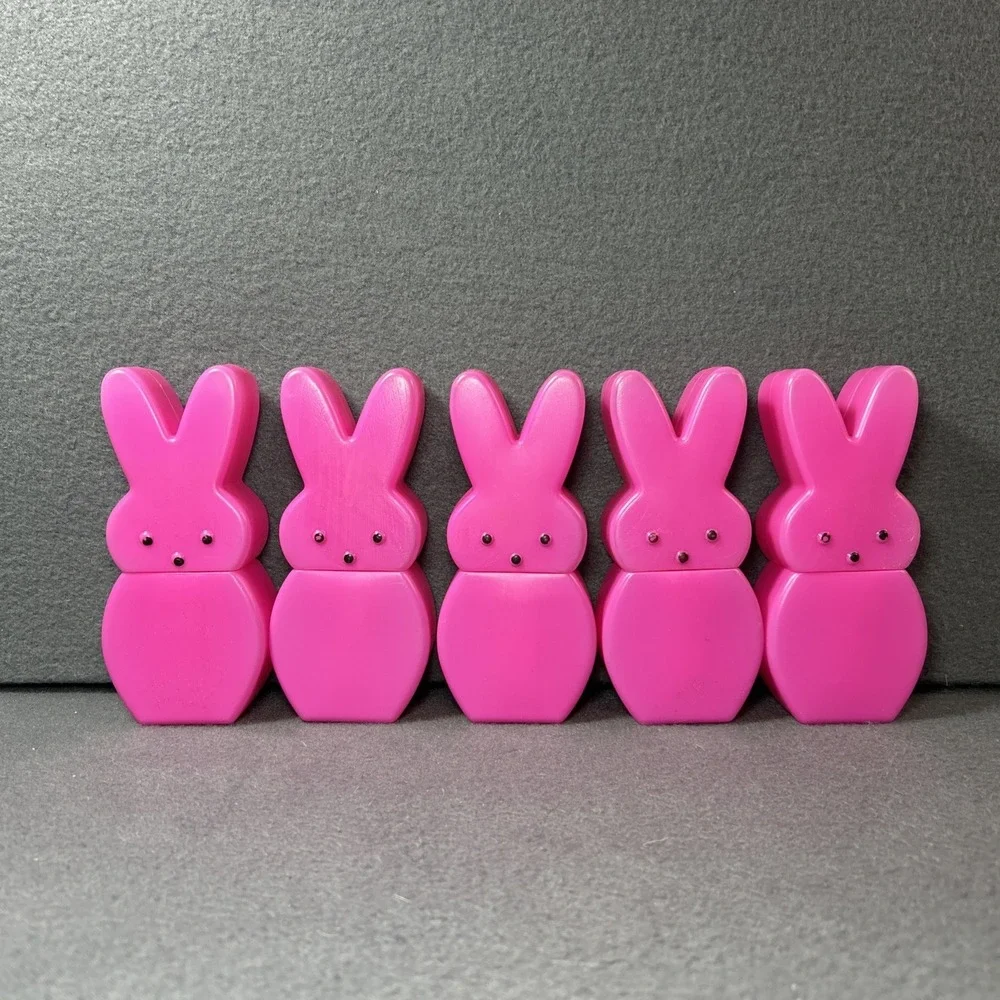 2009 PEEPS Pink‎ Plastic Figures Lot Of 5 Easter Collectible Decor Just Born Inc